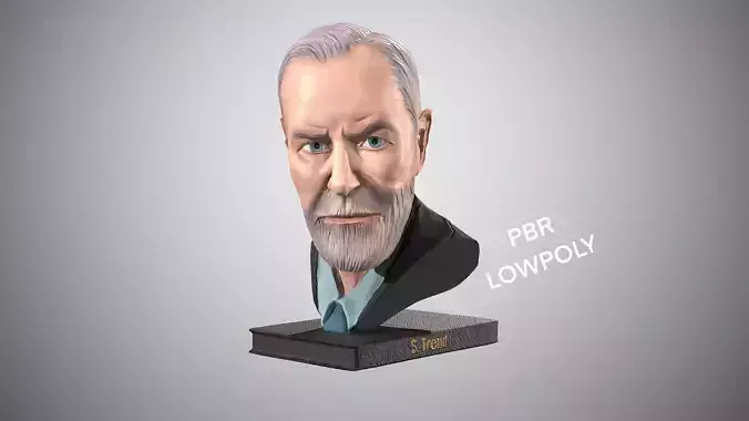 Bust of Sigmund Freud Low-poly 3D model