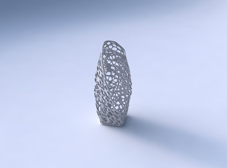 Vase twisted arc rectangle with dense organic lattice 3D print model_3