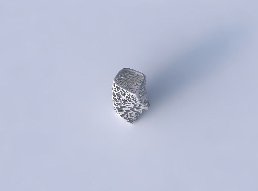 Vase twisted arc rectangle with dense organic lattice 3D print model_2