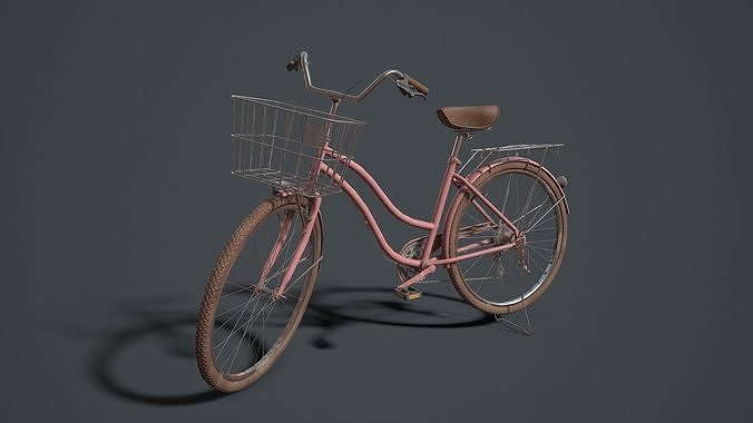 Classic Pink Bicycle Low-poly 3D model