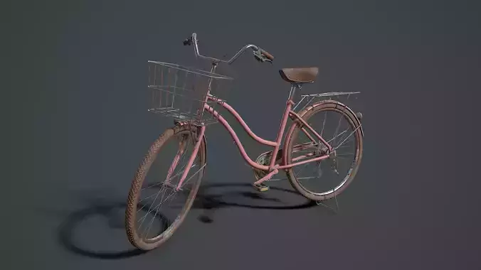 Classic Pink Bicycle Low-poly 3D model