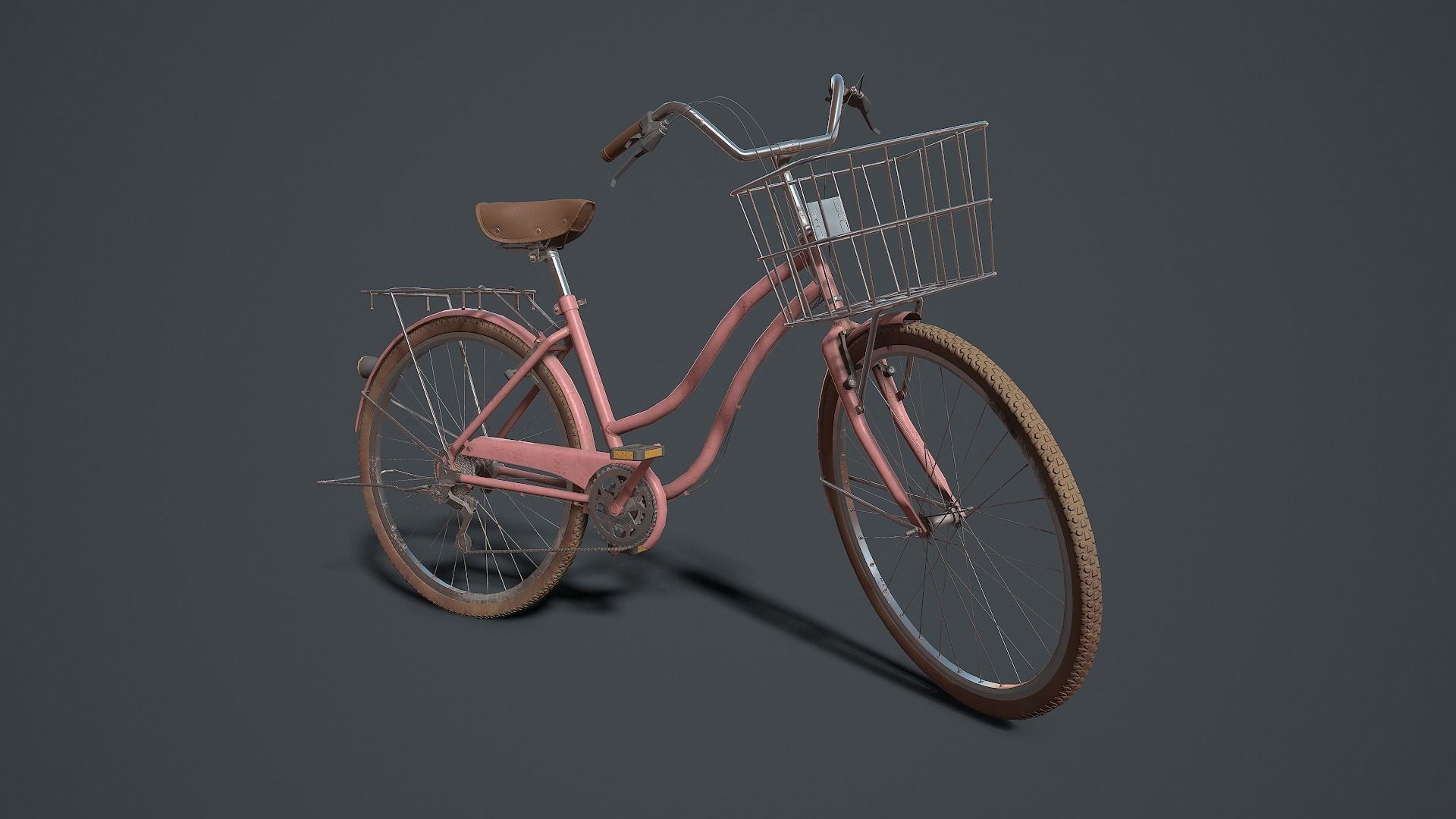 Classic Pink Bicycle Low-poly 3D model_3