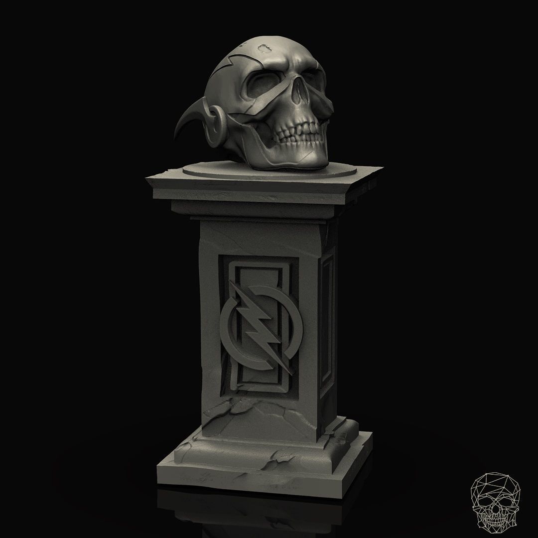 Flash Skull on pedestal Free 3D print model