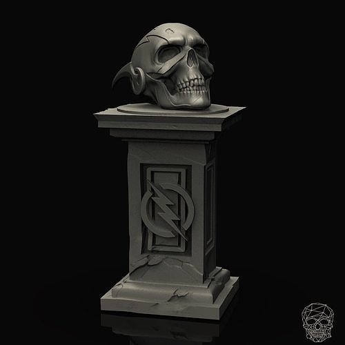 Flash Skull on pedestal Free 3D print model