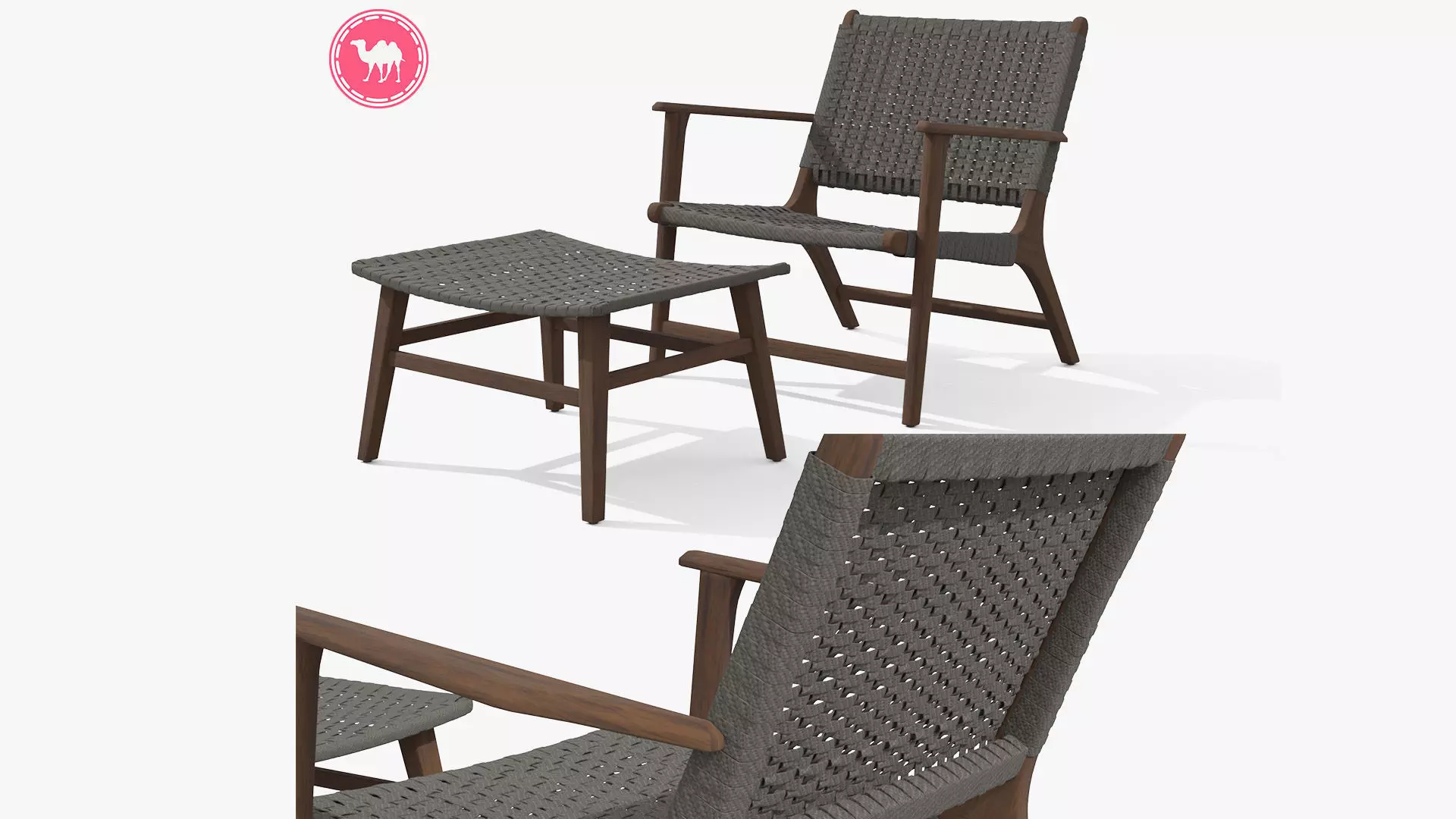 Reni Freckle Gray Lounge Chair Low-poly 3D model_0