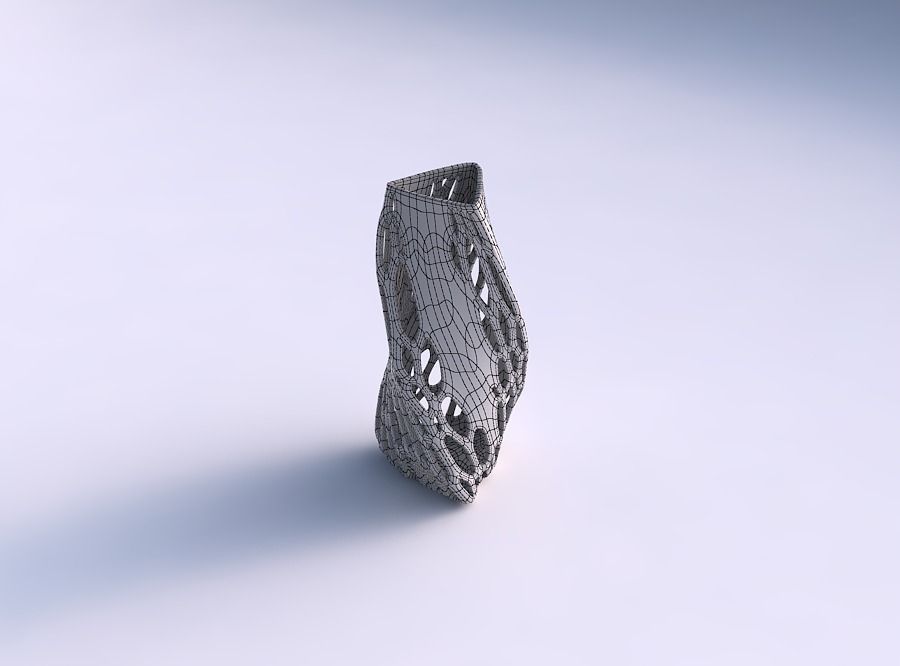 Vase twist triangle with organic lattice and solid centers 3D print model_5