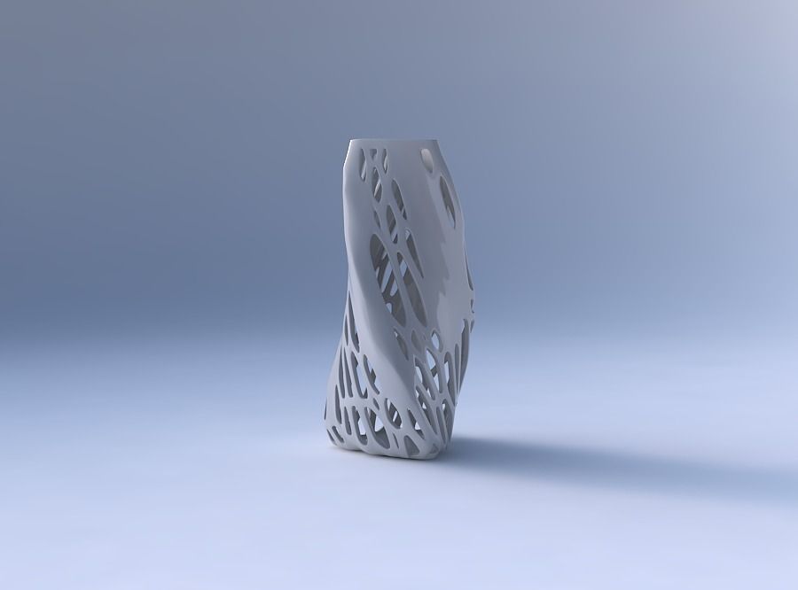 Vase twist triangle with organic lattice and solid centers 3D print model_4