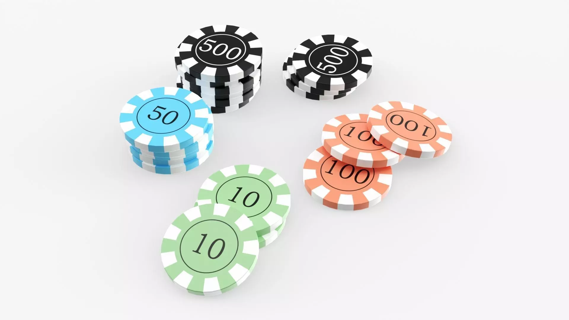Stacks of casino chips 02 3D model