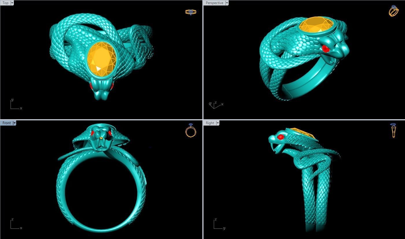 Snake ring - Cobra ring - Mens ring - N215 3D print model_10