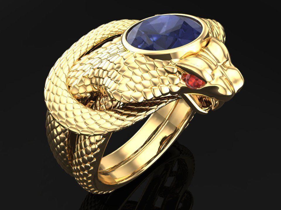 Snake ring - Cobra ring - Mens ring - N215 3D print model_1