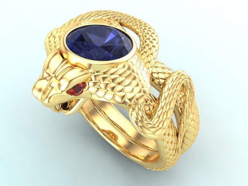 Snake ring - Cobra ring - Mens ring - N215 3D print model_3