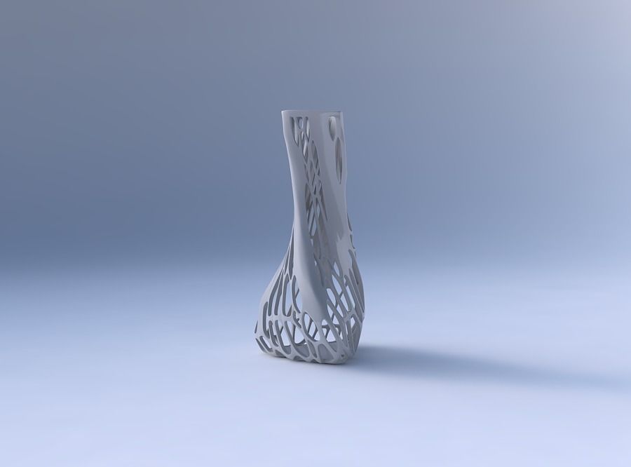 Vase twist puffy triangle with organic lattice and solid centers 3D print model_4