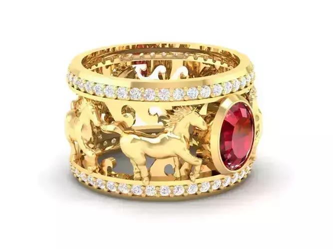 Leo Zodiac Ruby Ring 3D Model  201