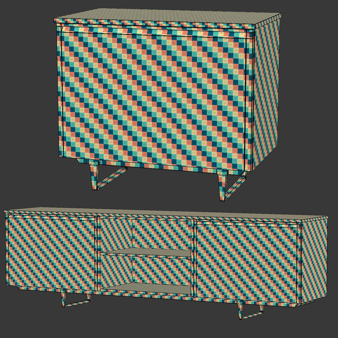 Franke wooden console and side table  Low-poly 3D model_6