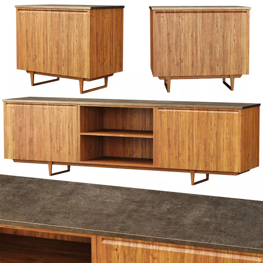 Franke wooden console and side table  Low-poly 3D model_0