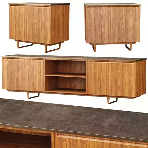 Franke wooden console and side table  Low-poly 3D model