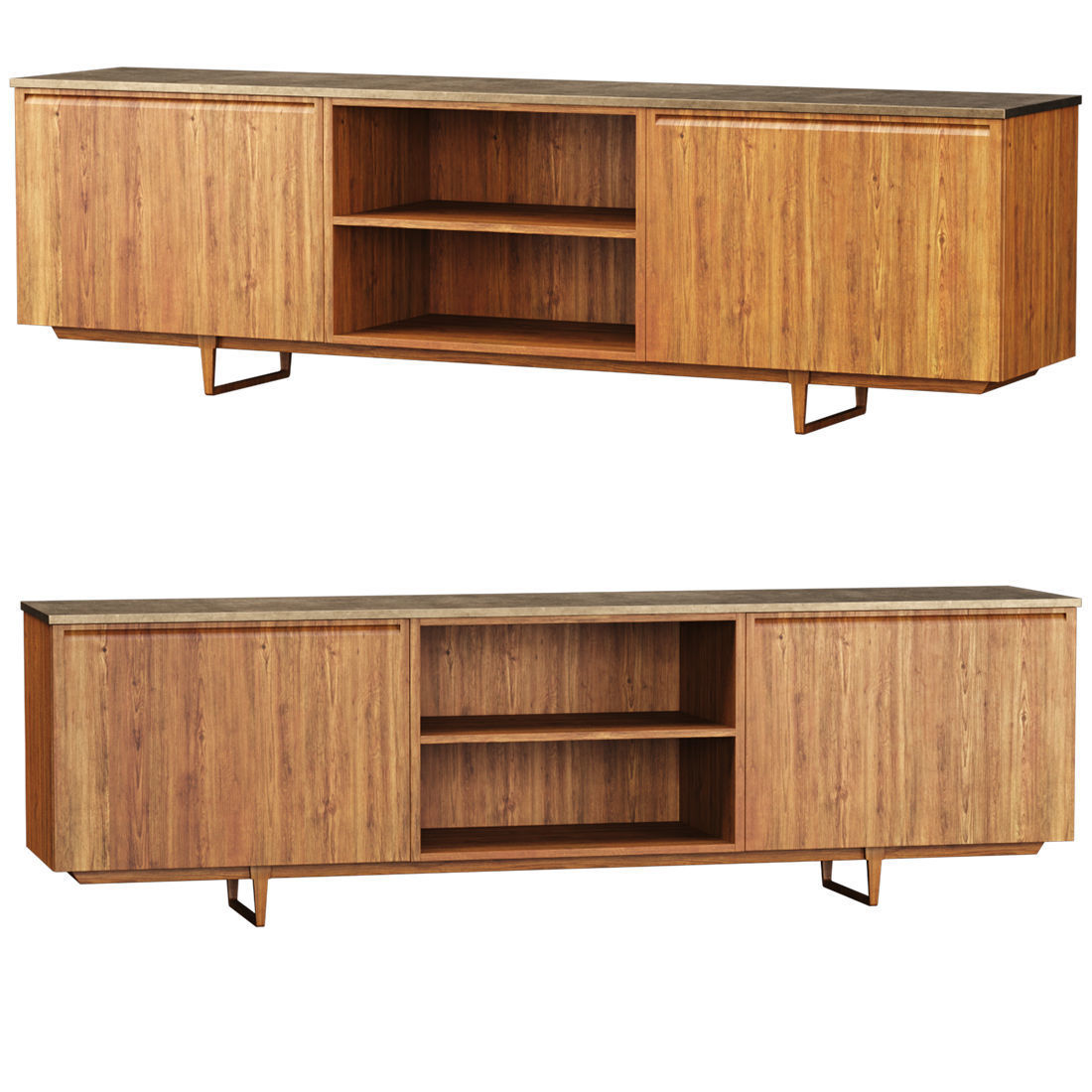 Franke wooden console and side table  Low-poly 3D model_2