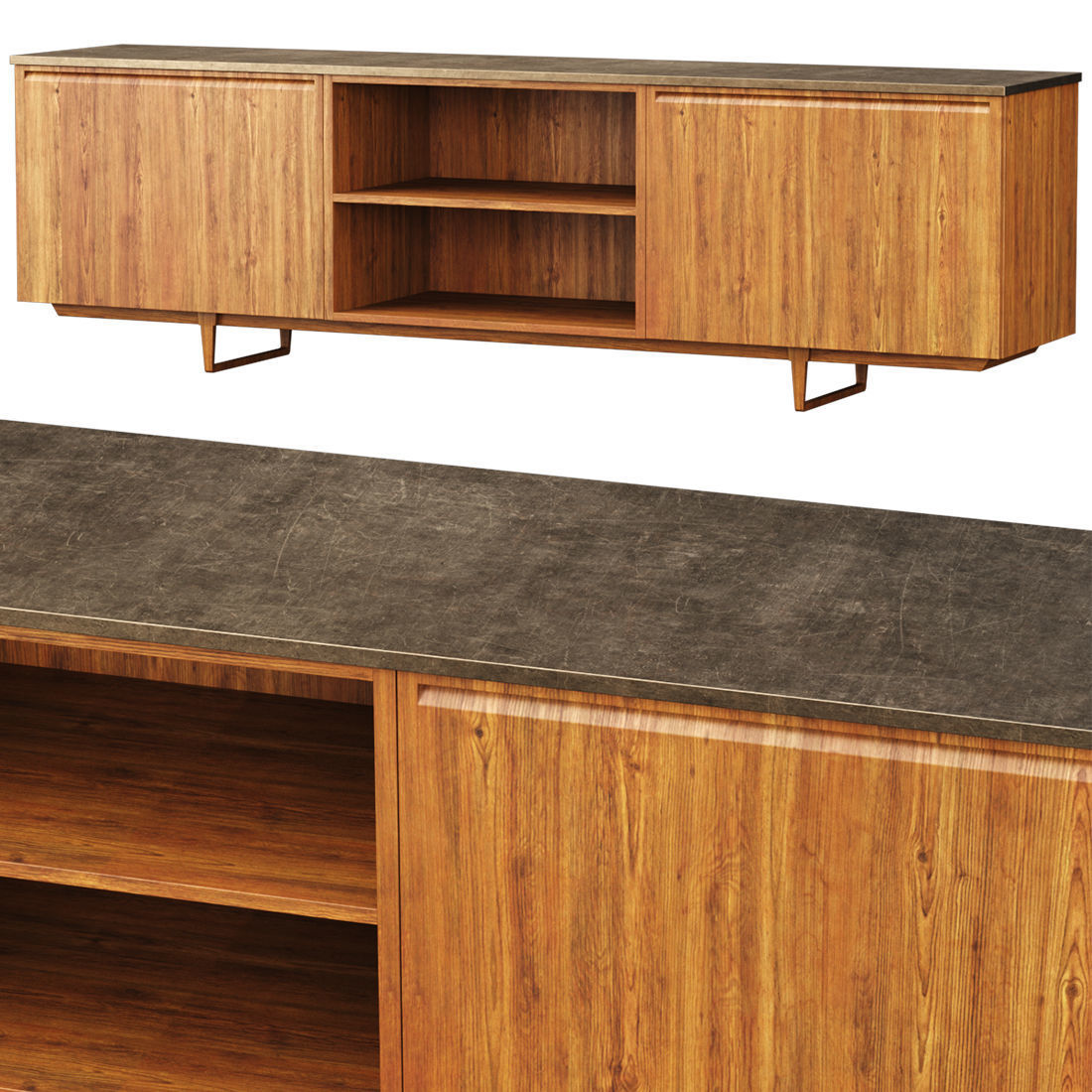 Franke wooden console and side table  Low-poly 3D model_1