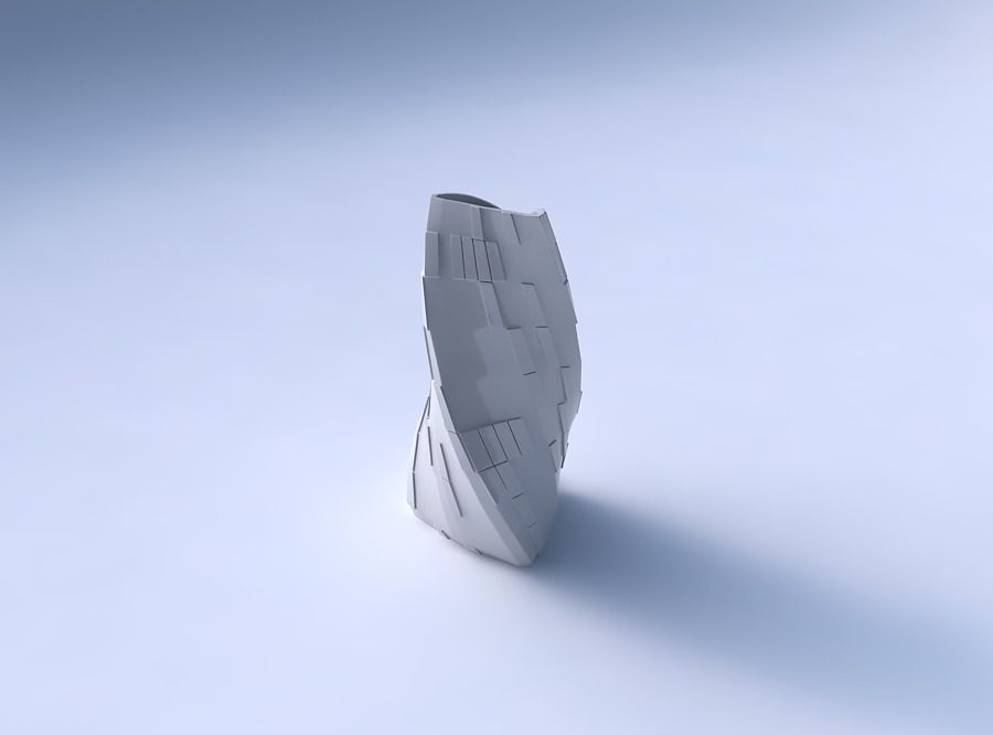 Vase twist grounded tipping triangle with wavy scattered grid... 3D print model_3