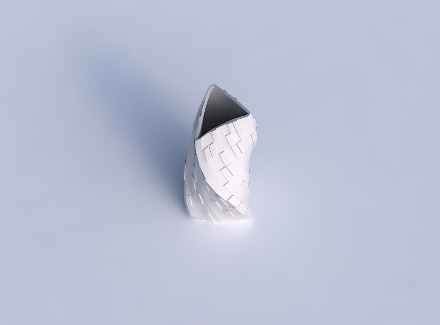 Vase twist grounded tipping triangle with wavy scattered grid... 3D print model_1