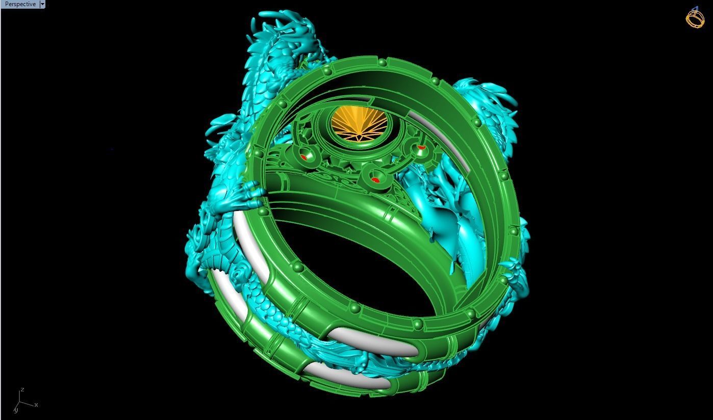 Four Dragon Ring - Dragon Ring - Mens Ring - N323 3D print model_8