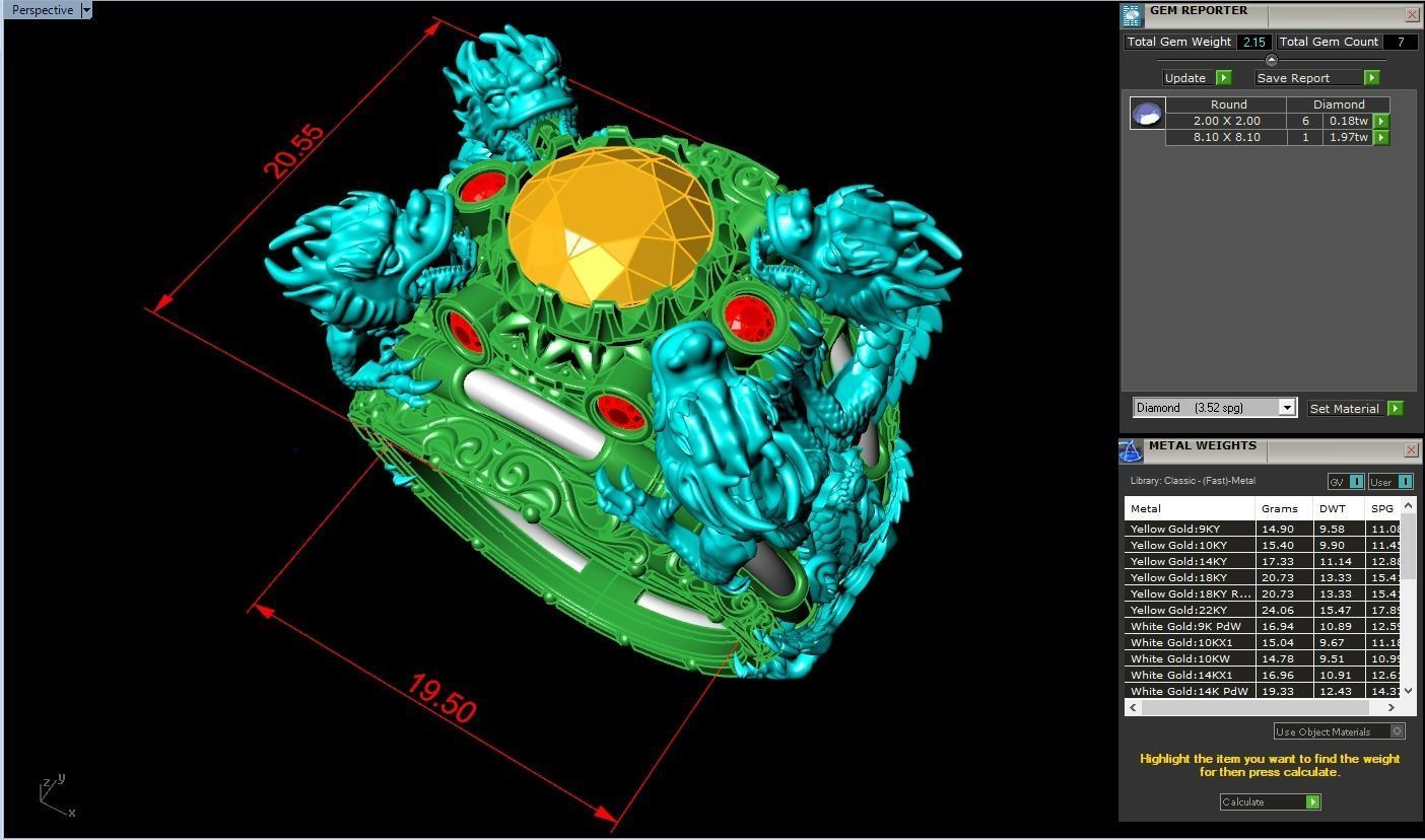 Four Dragon Ring - Dragon Ring - Mens Ring - N323 3D print model_7