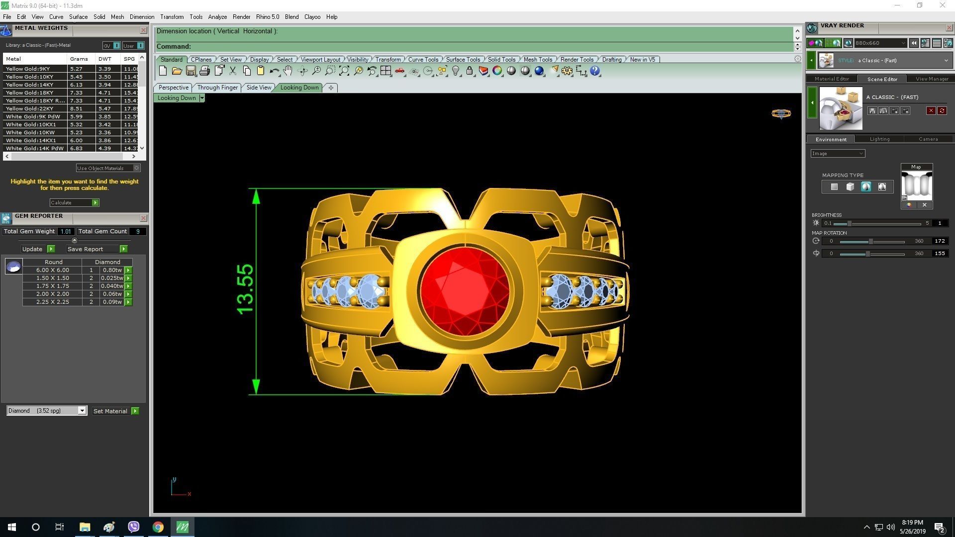 Modern Hollow Frame Red Gemstone Men Ring 3D Model 208 3D print model_7