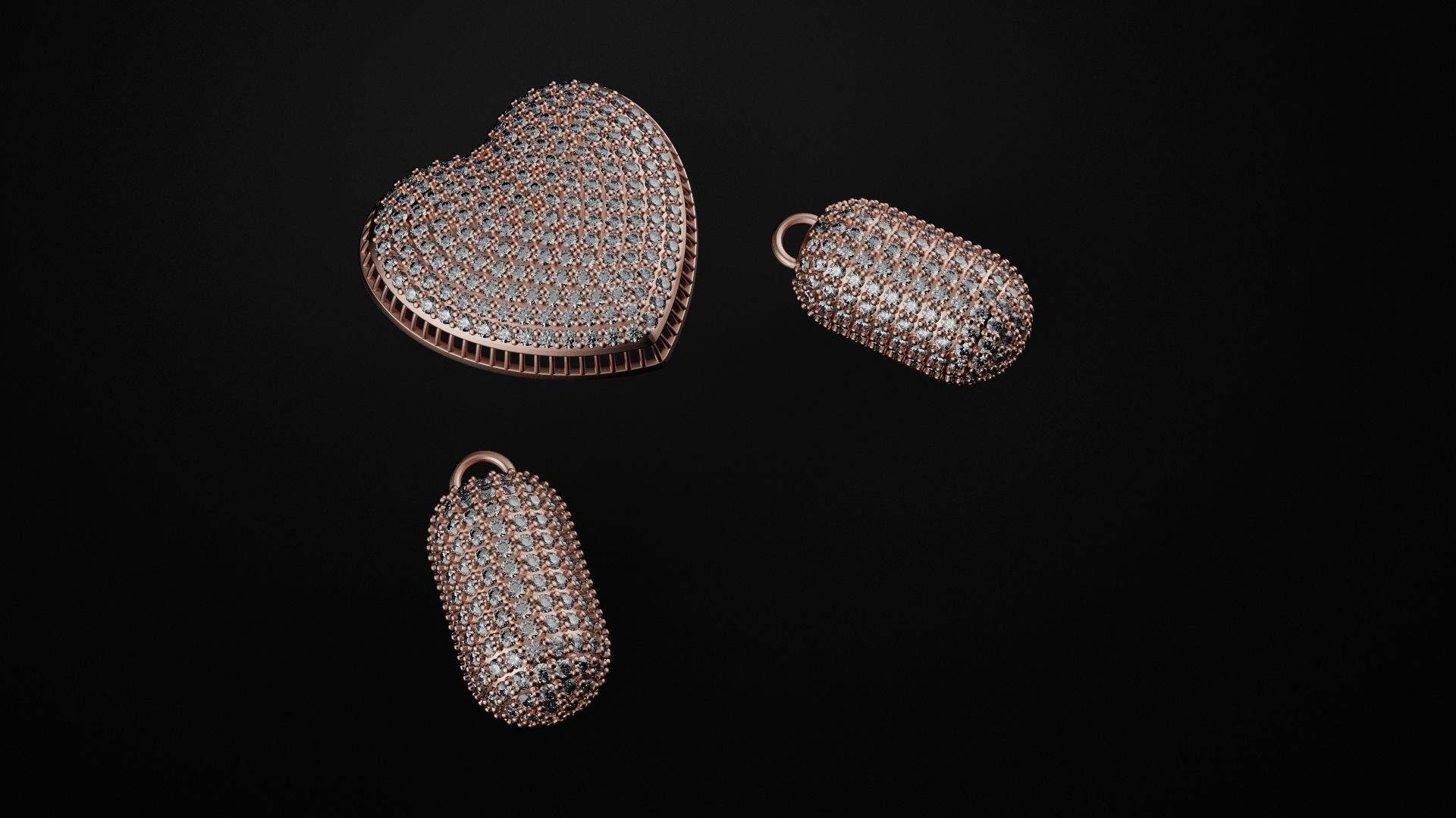 Heart pendant on a chain 3D print model_2