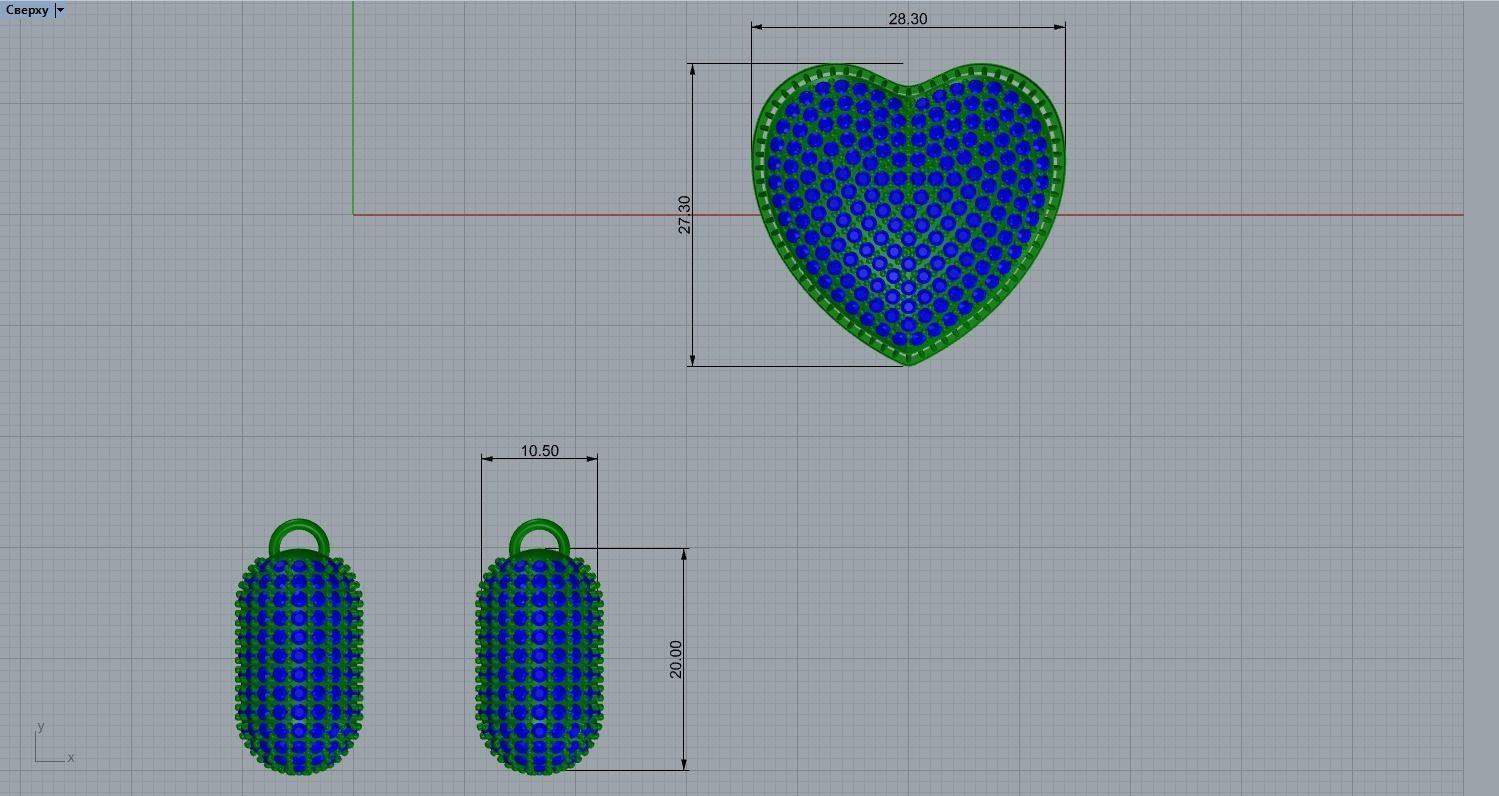Heart pendant on a chain 3D print model_3