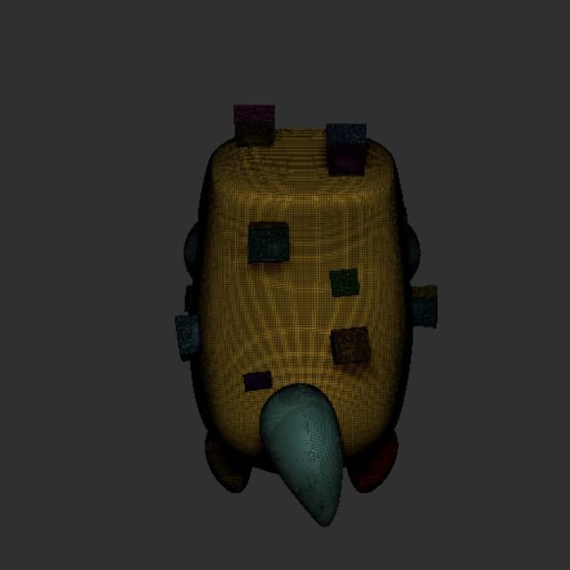 Monster cartoon character with big teeth 3D model_5