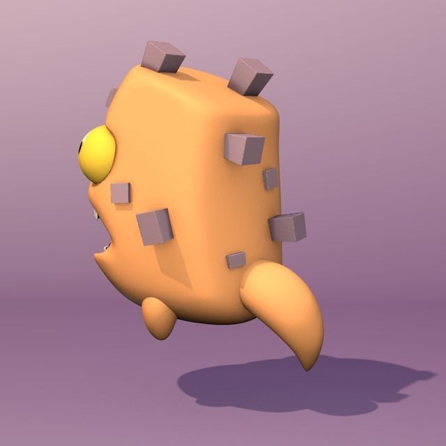 Monster cartoon character with big teeth 3D model_2