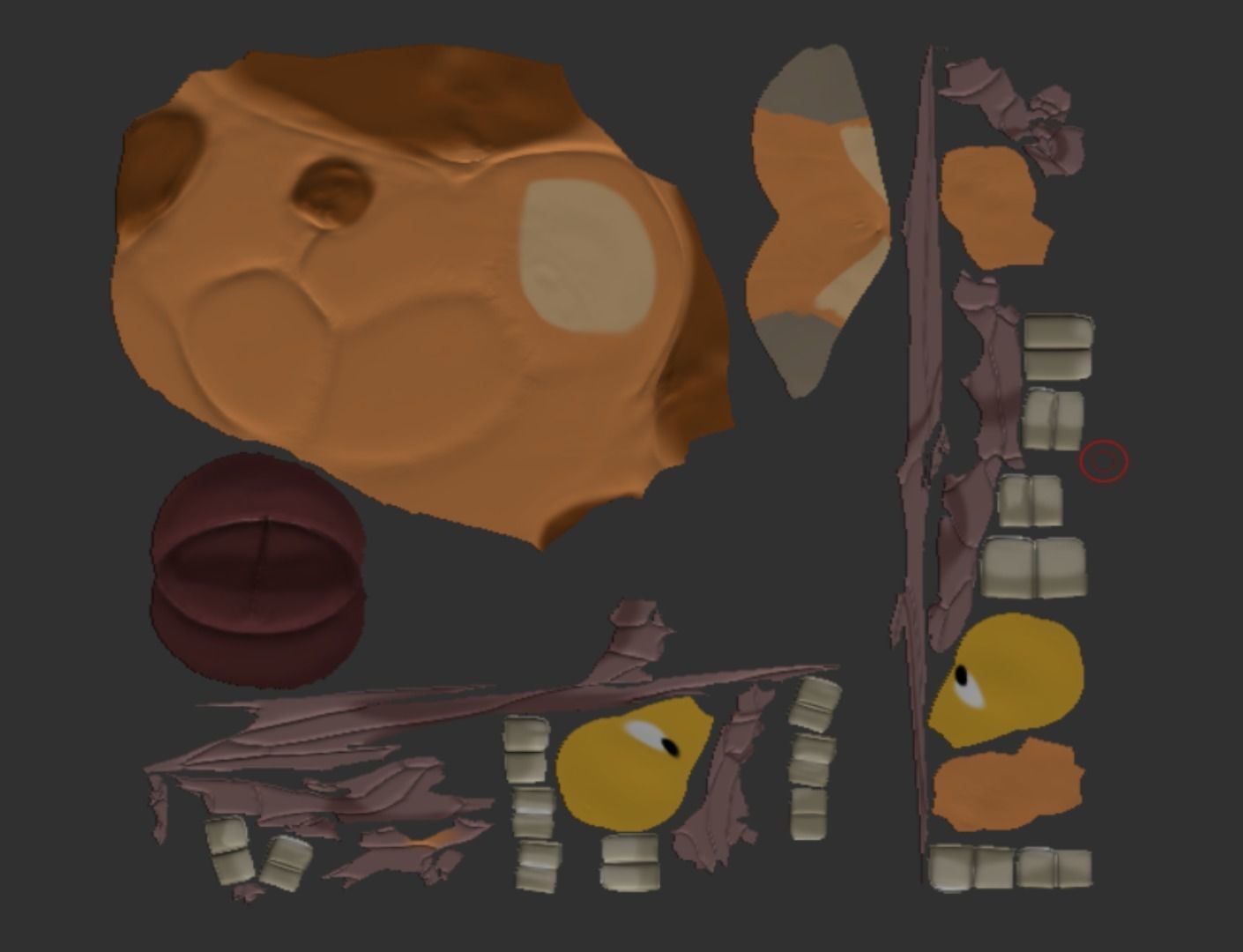 Monster cartoon character with big teeth 3D model_6