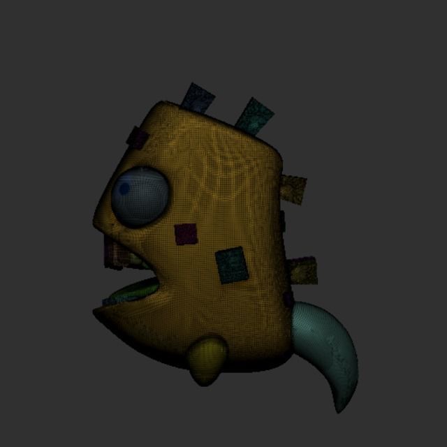 Monster cartoon character with big teeth 3D model_4