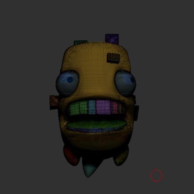 Monster cartoon character with big teeth 3D model_3