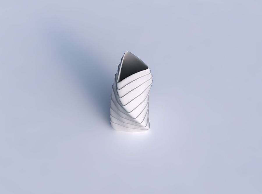Vase twist grounded tipping triangle with horizontal layers 3D print model_1
