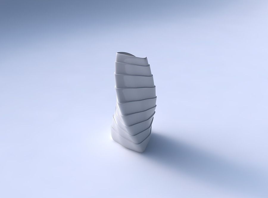 Vase twist grounded tipping triangle with horizontal layers 3D print model_3