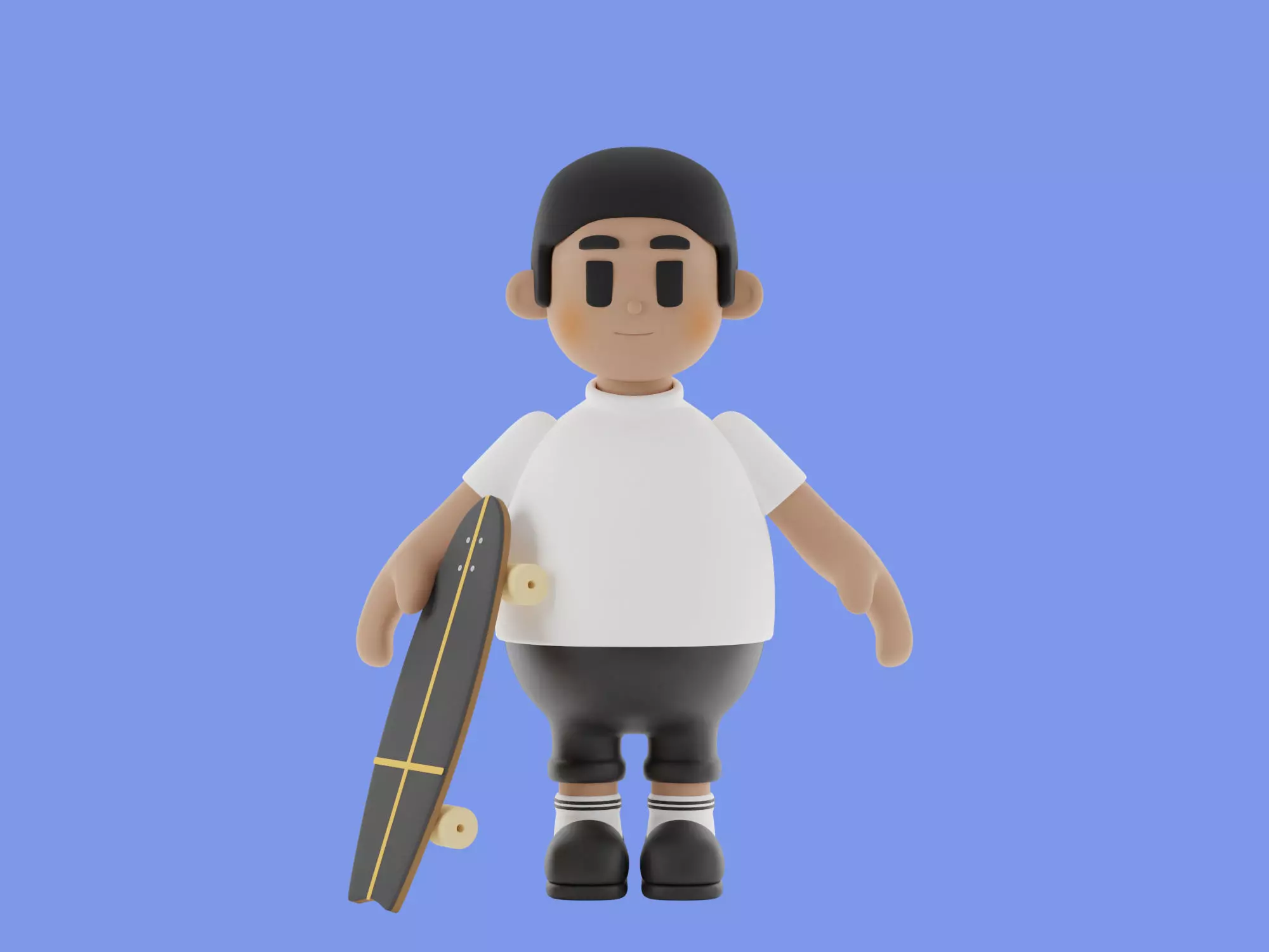 3d character Man Surfskate 3D model_0