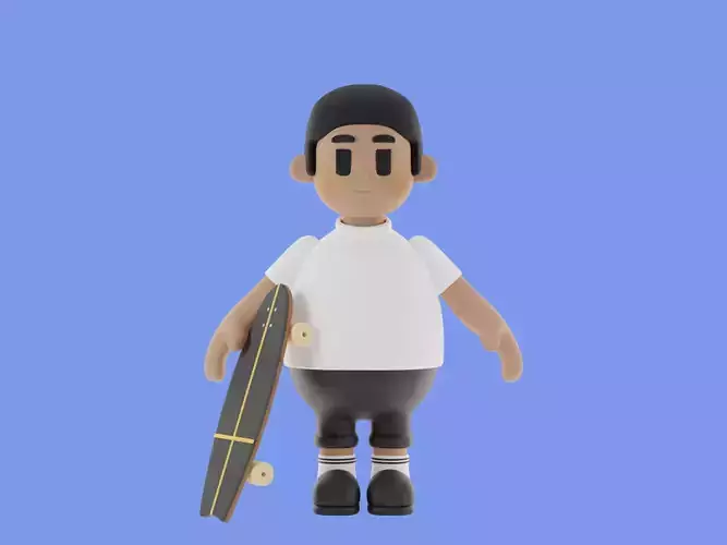3d character Man Surfskate