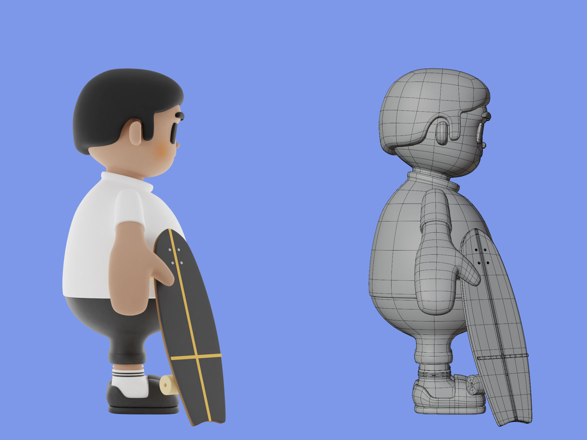 3d character Man Surfskate 3D model_6