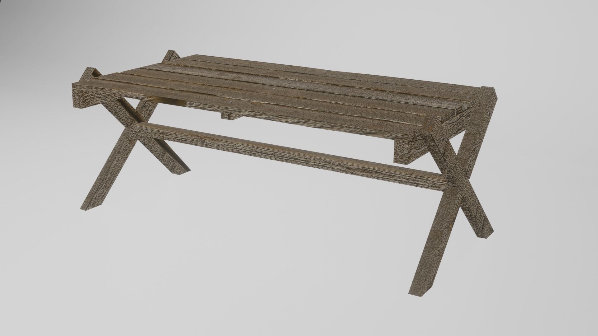 Old Wood Table Low-poly 3D model_3