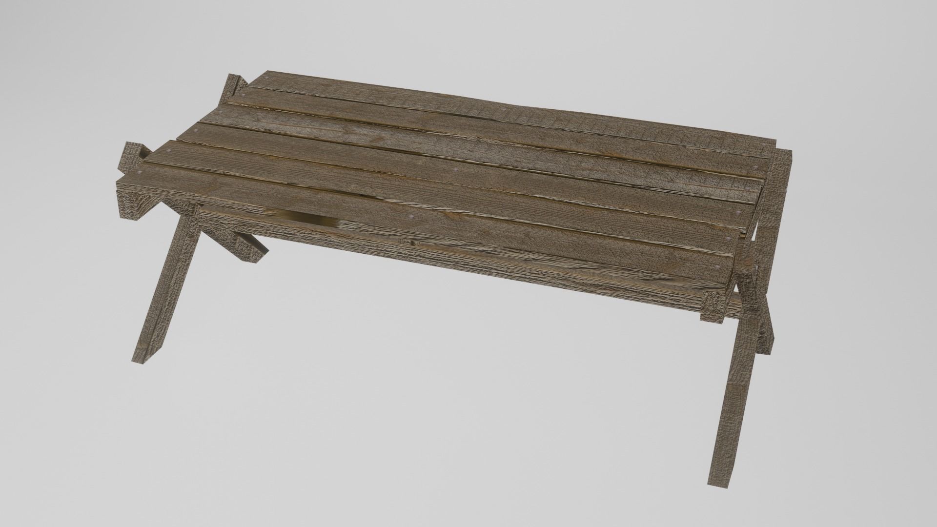 Old Wood Table Low-poly 3D model_5