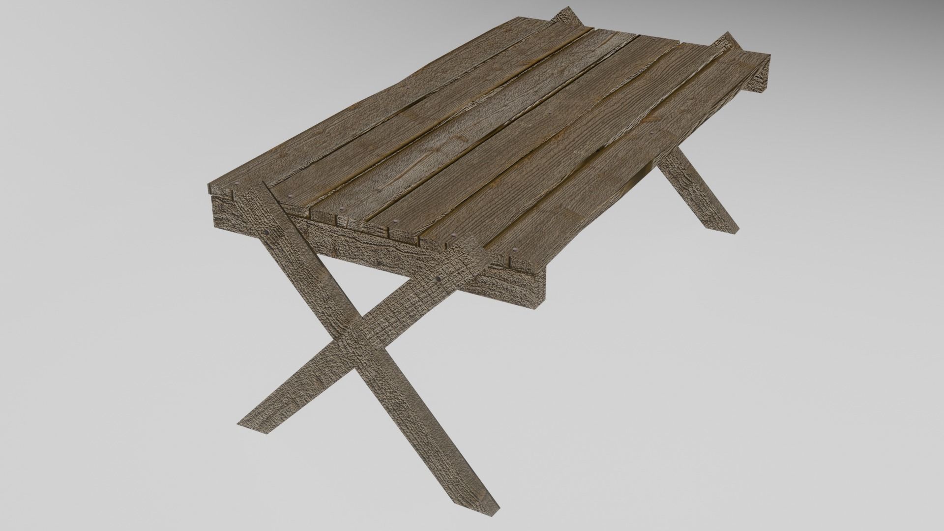 Old Wood Table Low-poly 3D model_2