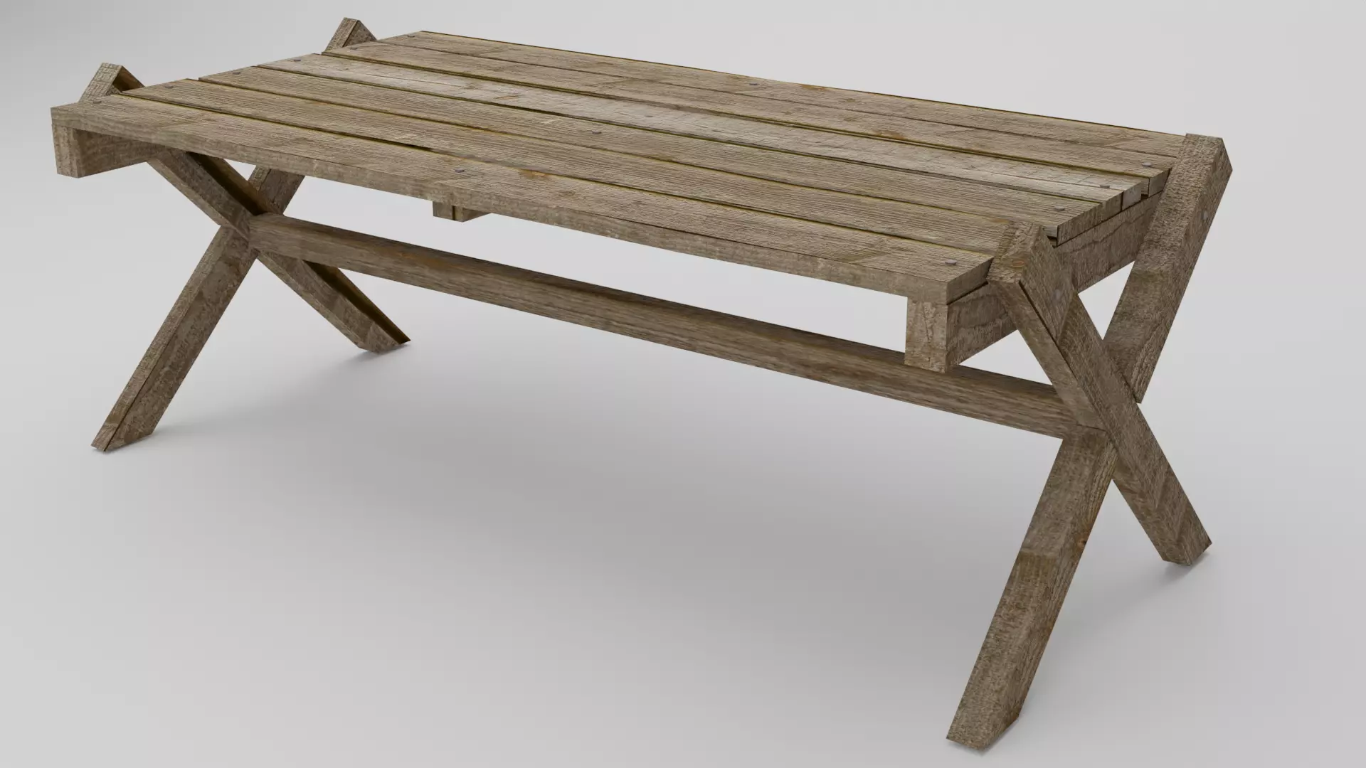 Old Wood Table Low-poly 3D model_0