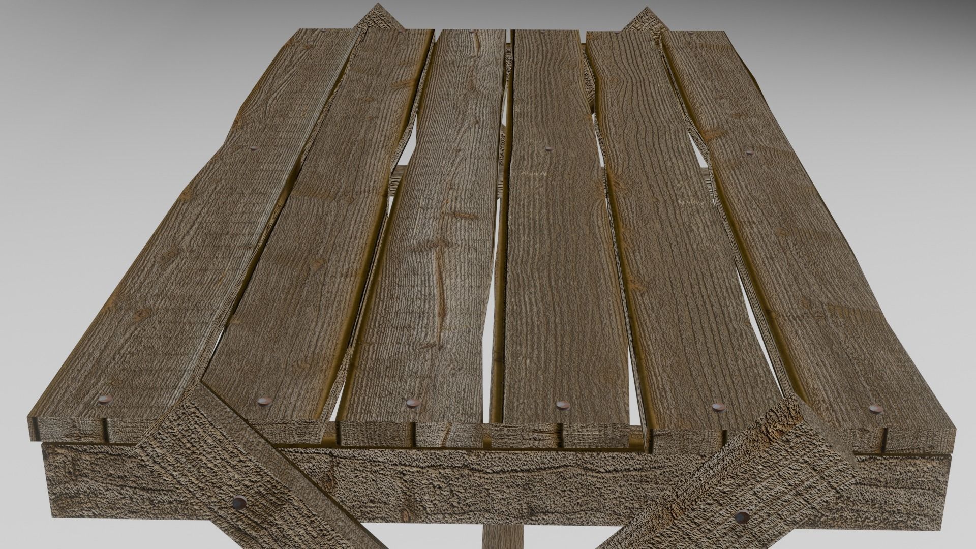 Old Wood Table Low-poly 3D model_1