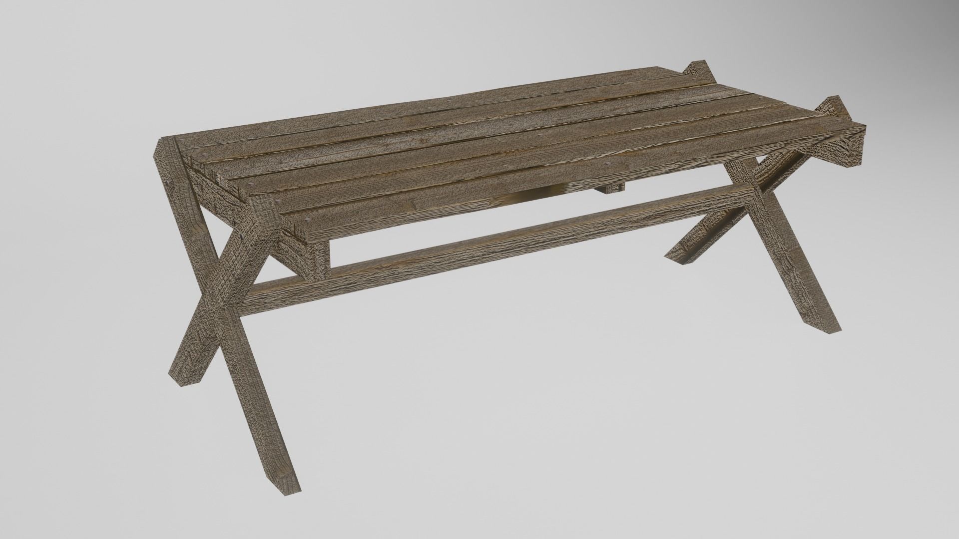 Old Wood Table Low-poly 3D model_4