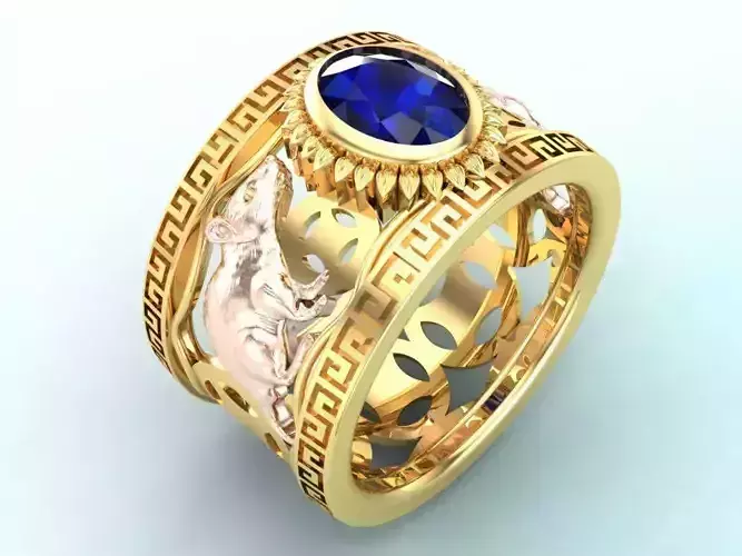 Double Mouse rings - Mouse ring - Mens ring - N406