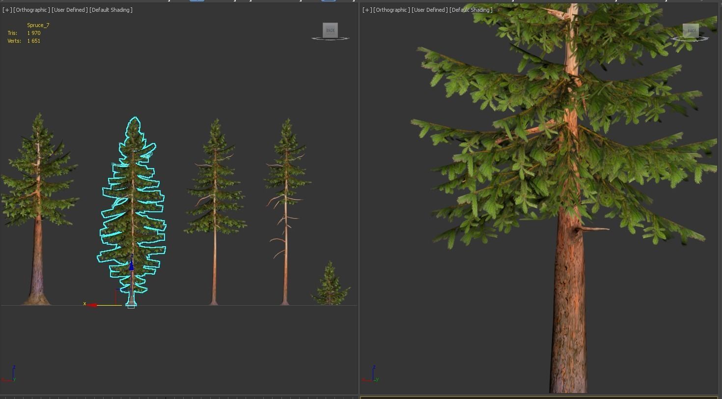 Conifer trees pines low poly Set of 10 items Low-poly 3D model_9