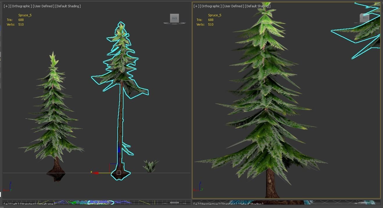 Conifer trees pines low poly Set of 10 items Low-poly 3D model_8