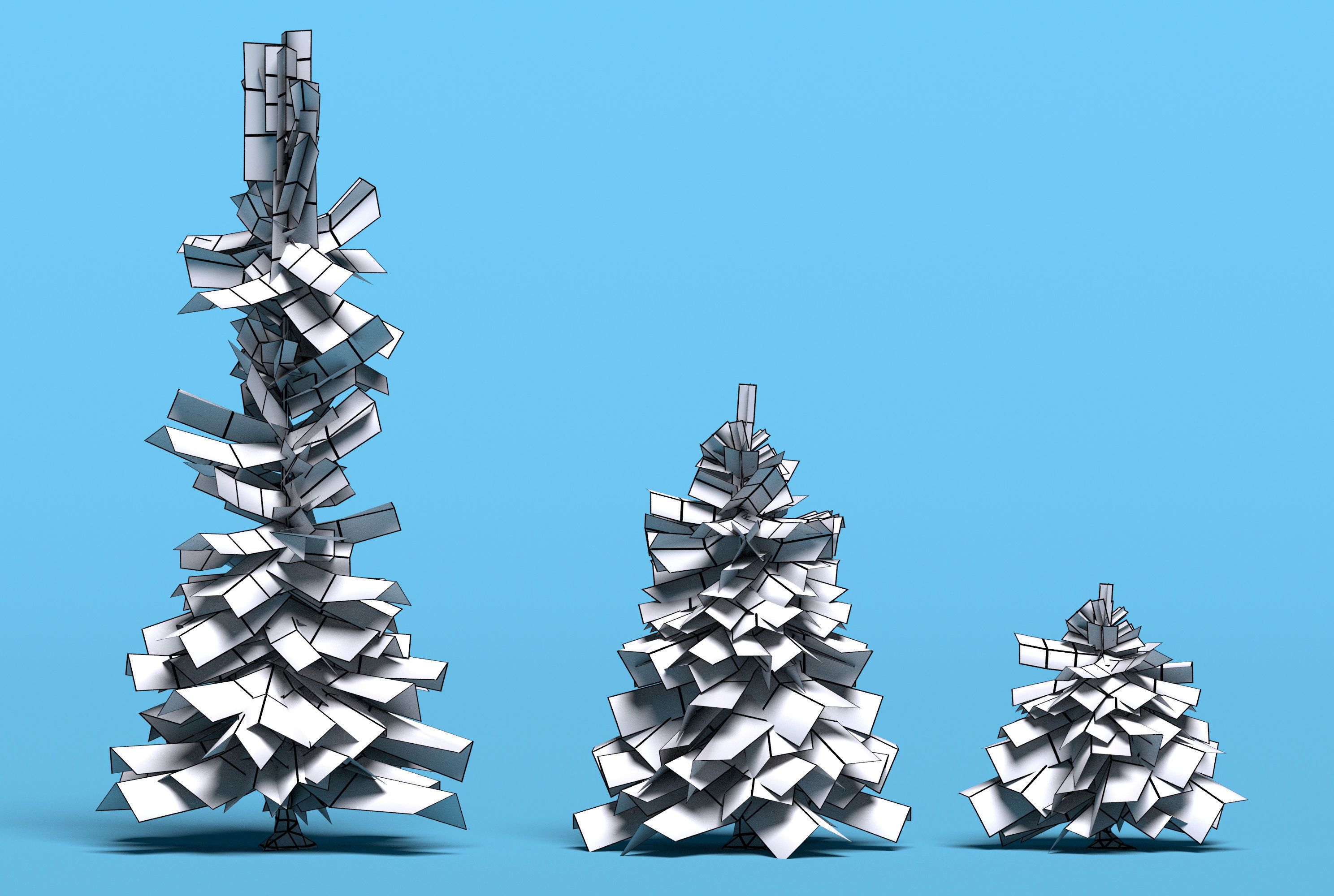 Conifer trees pines low poly Set of 10 items Low-poly 3D model_3