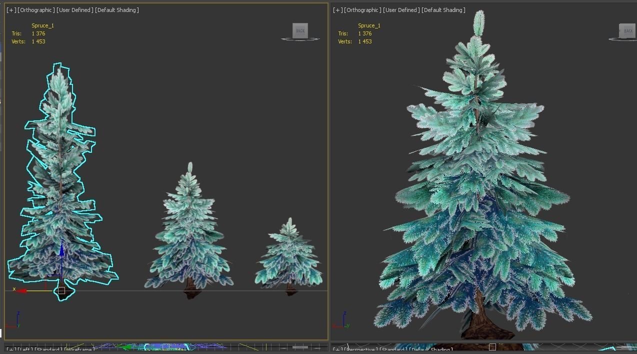 Conifer trees pines low poly Set of 10 items Low-poly 3D model_7
